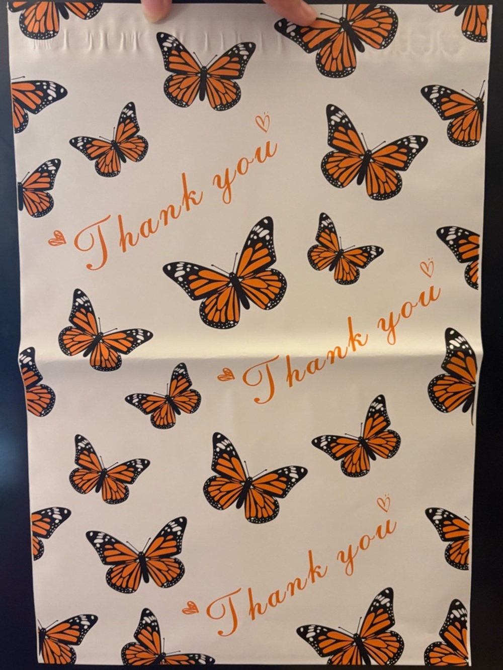 10 Orange Butterfly 'Thank You' 10x13 Poly Mailers